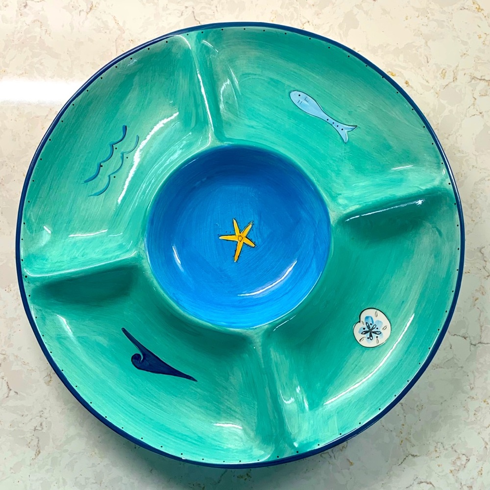 Firm: KIC Brushes Handpainted Veggie & Dip Platter